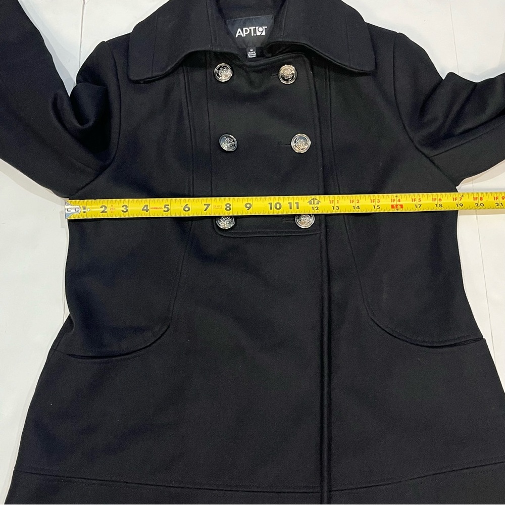 Apt 9 Recycled Wool Blend Black Pea Coat Button Snap Closure Women Size Medium - Picture 15 of 16